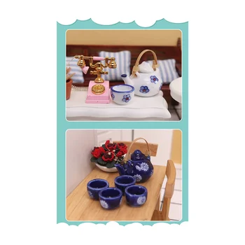 1:12 Миниатюрный набор чайных чашек в японском стиле/6 шт. Керамическая посуда Чайник Кухонные аксессуары Белый