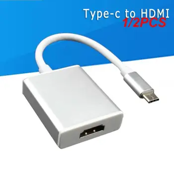  1 / 2 шт. Адаптер VGA C на 4K HDMI, совместимый с HDMI, концентратор типа C для MacBook S10 / MacBook 2019/2018 MacBook Air LenovoYoga Dell XPS 13