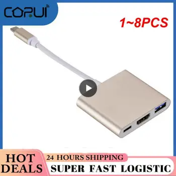 1 ~ 8 шт. 3 в 1 тип C на HDMI-совместимый адаптер USB C 4K алюминиевый преобразователь для Macbook S9 S10 P20 P30