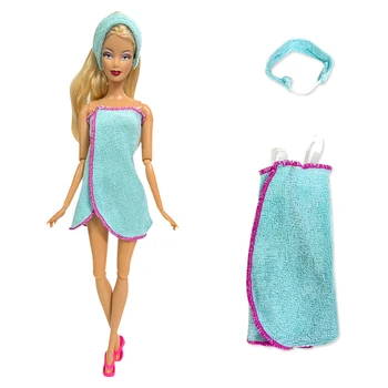 1 комплект синий подвесной халат + повязки на голову одежда для ванны домашняя одежда для ежедневной купания аксессуары одежда для куклы Барби