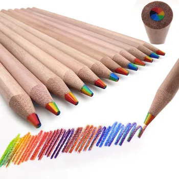 12 шт. 7 цветов радужные карандаши для рисования мелки Kawaii Детский набор цветных карандашей Живопись Граффити Мелки Школьные канцелярские принадлежности