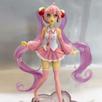 15CM 2023 Новое аниме Японская виртуальная певица Хацунэ Мику розовая сакура кавайная фигурка ПВХ модель игрушки кукла рождественские подарки на день рождения