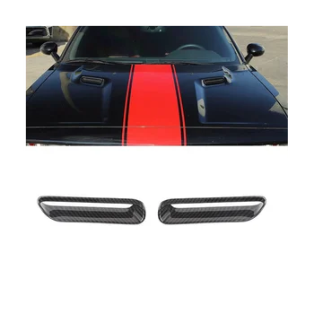 1Pair Крышка двигателя Отделка воздухозаборника Вентиляционная крышка капота для Dodge Challenger 2009-2014 ABS Наклейка из углеродного волокна Крышки