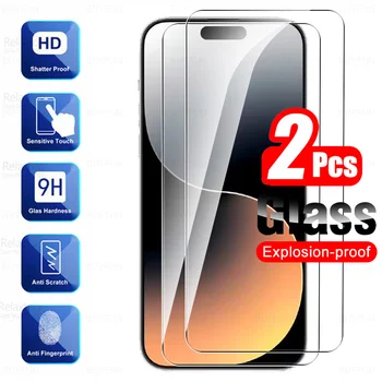 2 шт. для iPhone 15 Pro Max Защитная пленка для экрана из закаленного стекла i Phone 14 13 12 Mini 11 Pro XR X XS Max 7 8 6 6s 7s 8s Plus SE Стекло
