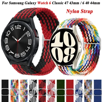 20 мм нейлоновый ремень для Samsung Galaxy Watch 4 5 6 / Active 2 40 мм 44 мм / 5 Pro 45 мм / Watch6 Classic 43 мм 47 мм браслет на запястье