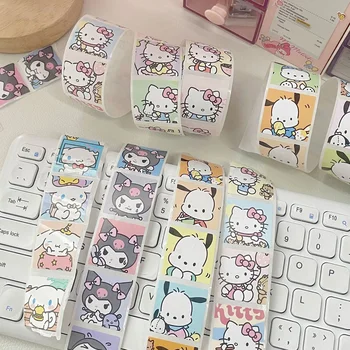 200 шт. Милый мультфильм Sanrio Kuromi Hello Kitty Pachacco Cinnamoroll Kids DIY Мобильный телефон Декоративная уплотнительная наклейка в рулоне