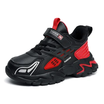 2023 Новая детская обувь Кроссовки для мальчиков Черная детская повседневная обувь Модная спортивная теннисная обувь из искусственной кожи для мальчика Shool