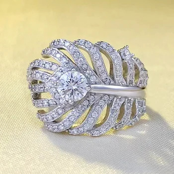 2023 Новое кольцо S925 в форме сусального серебра с микро полным бриллиантом Роскошная мода в европейском и американском стиле