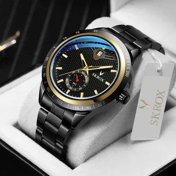 2023 Новые высококачественные сапфировые календари SKROX Водонепроницаемый прецизионный стальной ремешок Автоматические механические мужские часы