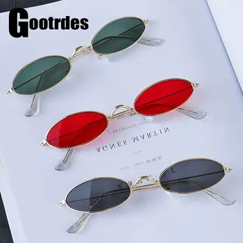 2023 Новые маленькие овальные солнцезащитные очки для мужчин и женщин Винтажные классические очки в металлической оправе Очки Модный дизайн Солнцезащитные очки Оттенки