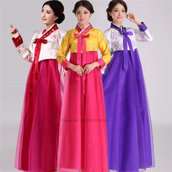 2024 традиционное корейское винтажное платье ханбок фея сценическое платье сценическое платье древний народный танцевальный костюм шифон банкетное вечернее платье