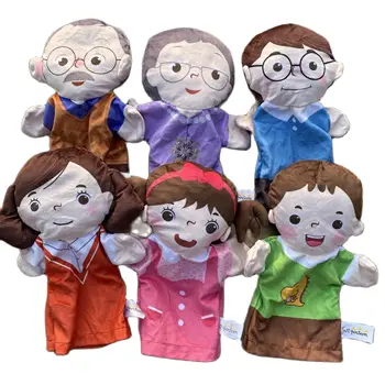 25 см Семья Рука Кукла Перчатка Бабушка Дедушка Мама Папа Член Мягкая Плюшевая Кукла Подарок Для Детей День Рождения