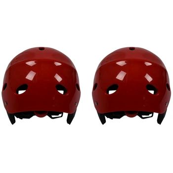 2X Защитный Защитный Шлем 11 Дыхательных Отверстий Для Водных Видов Спорта Каяк Каноэ Серфинг Доска Для Серфинга - Красный
