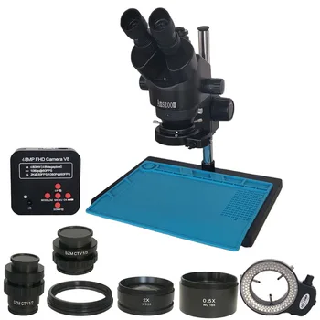 3.5X-90X Тринокулярный стереомикроскоп 48MP HDMI-совместимая USB-камера для микроскопа CTV1/2 1/3 Адаптер 2X Вспомогательный объектив