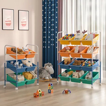  3-уровневый органайзер для хранения игрушек с корзинами, шкаф для игрушек, детская полка для хранения, стеллаж для хранения книг для детей