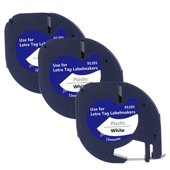3 шт. Совместимая этикеточная лента для Dymo Letratag Черная на белом пластиковая этикеточная лента для LetraTag Label Maker