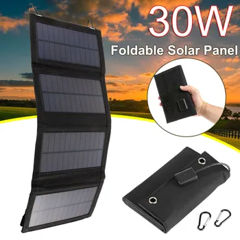 30 Вт Складная солнечная панель Портативная солнечная монокристаллическая панель Зарядное устройство для солнечной энергии Солнечные батареи Мобильное зарядное устройство
