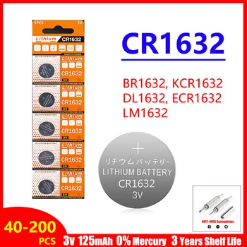 40-200 шт. 3 В 125 мАч CR1632 Батарейки типа «таблетка» CR 1632 DL1632 BR1632 LM1632 ECR1632 литиевая кнопочная батарея для дистанционного ключа часов