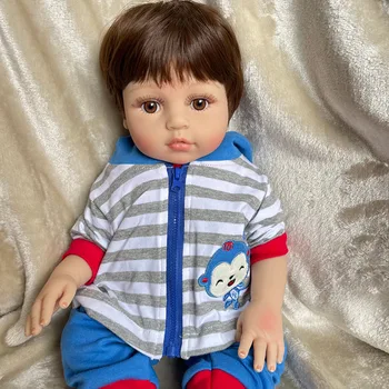 48 см Полное тело Винил Reborn Baby Doll Boy Muñeca Bebe Reborn 3D Skin Painting Skin с видимыми венами Водонепроницаемая игрушка ручной работы
