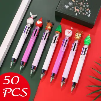 50 шт. 6-цветная шариковая ручка мультфильм рождественская серия креативная мягкая резина симпатичный цвет ручки для рук подарочные ручки студенческие принадлежности