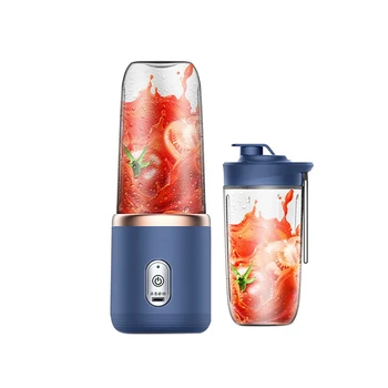 6 лезвий Соковыжималка Блендер с чашкой соковыжималки и крышкой Портативная USB-аккумуляторная небольшая машина для смешивания фруктового сока (синий)
