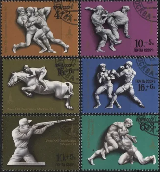 6Pcs/Set USSR CCCP Post Stamps 1977 Спортивные почтовые марки с меткой летучей мыши для коллекционирования