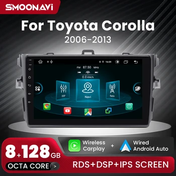 AI Voice 8G 128G Android 12 Беспроводной Carplay Авто Радиоплеер Для Toyota Corolla E140 E150 2006-2013 4G Wifi GPS Навигация IPS