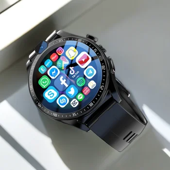 Ajeger 2024 4G LTE Smart Watch Мужчины 4 ГБ + 128 ГБ Android 9 GPS Wi-Fi SIM Smartwatch Телефон 1000 мАч 5MP HD Камера Фитнес Google Store