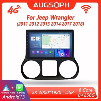Android 13 Автомагнитола для Jeep Wrangler 2011-2018, 10-дюймовый 2K мультимедийный плеер с 4G Car Carplay и 2Din GPS-навигацией.
