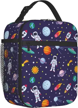 Astronauts Space Thermal Lunch Box для мальчиков, девочек и женщин Изолированная сумка Bento Портативная многоразовая сумка для ланча для пикника на пляже