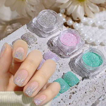 Aurora Nail Glitter Dip Powder Голографическая отражающая блестящая пудра для ногтей Блестящий пигмент для ногтей Пыль Сахарная пудра Принадлежности для дизайна ногтей