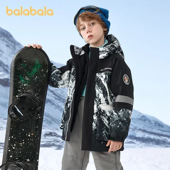 Balabala Kids Boy Пуховик Зимнее пальто Подкладка средней длины Комплект из двух частей