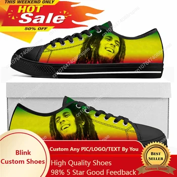 Bob Marley Reggae Rasta Low Top Высококачественные кроссовки Мужские женские подростковые кроссовки из холста Singer Повседневная пара Обувь на заказ