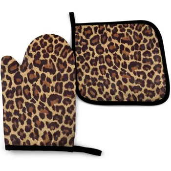 Cool Cheetah Leopard Прихватки и прихватки для духовки Термостойкие перчатки для духовки Безопасное приготовление пищи Выпечка Приготовление на гриле