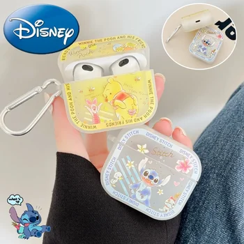 Disney Stitch Медведь Пух Чехол для Apple Airpods 1/2 3 Pro Симпатичный силиконовый беспроводные Bluetooth-наушники Защитный чехол с крючком