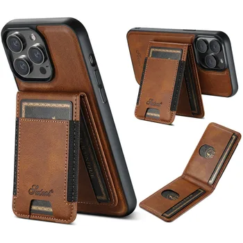 EUCAGR 2 в 1 Роскошный магнитный кошелек Magsafe Кожаный чехол для телефона для iPhone 15 14 13 12 Pro Max Plus Карманный держатель для карт