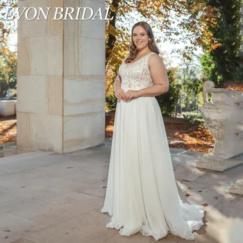 EVON BRIDAL Свадебные платья без рукавов Аппликация A-Line Chiffon Vestido de Novia V-образный вырез Свадебные платья на заказ 2024