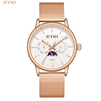 EYKI Brand Креативные часы с большим циферблатом Мужские часы Милан Ремешок Кварцевые наручные часы Солнце, Луна И Звезды Платье Часы Relogios