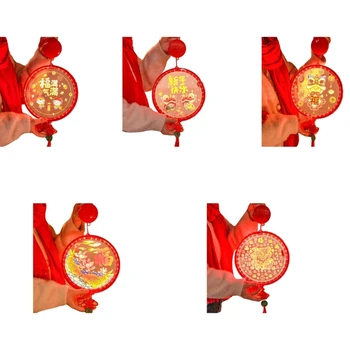 Fu Character Новогодний подвесной кулон со светодиодной подсветкой Китайский узел Благословение Кисточки Украшение Китайского Весеннего Фестиваля
