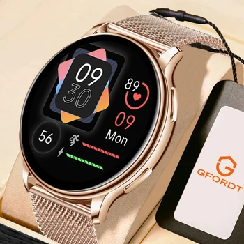 GFORDT 2023 Bluetooth Call Smart Watch Женские спортивные часы с пользовательским циферблатом Мужские фитнес-трекеры Умные часы для Android IOS