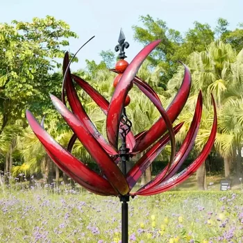 Harlow Wind Spinner Металлическая ветряная мельница 3D Wind Powered Kinetic Sculpture Газон Металлический Ветер Солнечные Спиннеры Декор двора и сада