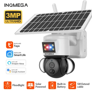 INQMEGA 3MP Tuya Солнечная панель Камера WIFI Батарея Камера наблюдения Защита безопасности Видеокамера видеонаблюдения PIR Камера сигнализации движения