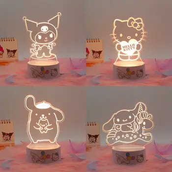 Kawaii Аутентичный Sanrio Спальня Ночник Hello Kitty Мультфильм Новая детская прикроватная настольная лампа своими руками Симпатичный студенческий праздничный подарок