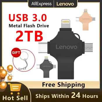 Lenovo USB Флэш-накопители 4 в 1 Флэш-накопитель USB C Оригинальный интерфейс Lightning 3.0 U Диск 2 ТБ OTG Высокоскоростной флэш-накопитель для ноутбука / ПК