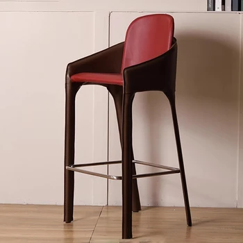 Lounge Барный стул с высокой спинкой Открытый кожаный Европейская стойка регистрации Барный стул Минималистичный современный Cadeira Ergonomica Домашняя мебель