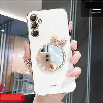  Make Up Mirror Diamond Bling Чехол для телефона Samsung Galaxy A05 A05S A14 A54 A04 A34 A24 M14 4G 5G Чехол для подставки