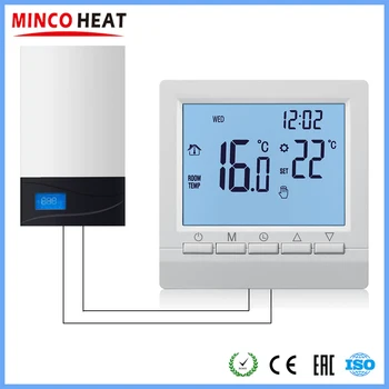 MINCO HEAT Программируемый газовый котел Регулятор температуры отопления Ручной контроллер Батарейный термостат AA с детским замком