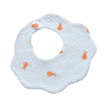 N80C Детский нагрудник для прорезывания зубов Цветочный край Детские салфетки для отрыжки для малышей 0-24M Марлево-хлопковое полотенце для слюни Слюнявчики для новорожденных