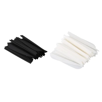 New-Arrows Лопасти 4-дюймовый пластиковый флетчинг из перьев для DIY Стрелы для стрельбы из лука 100 шт. (черно-белый)