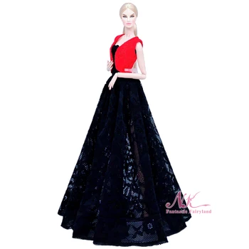NK 1 Set 30 см Принцесса Благородный Черный Свадебная Одежда Мода Красный Жилет Куртка Платье Топ Дизайн Для Барби Кукла Аксессуары Подарочная Игрушка
